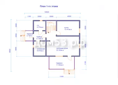 План 1-го этажа дома Д-105