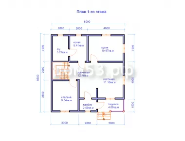 План 1-го этажа дома Д-96