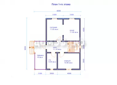 План 1-го этажа дома Д-101