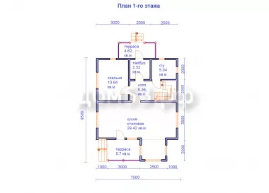 План 1-го этажа дома Д-103